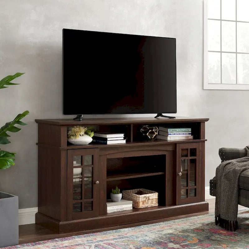58" TV Stand with Open & Closed Storage | Espresso Finish, Fits 65" TVs, Media Console