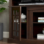 Meuble TV 147 cm avec rangements ouverts et fermés | Fini espresso, convient aux téléviseurs de 165 cm, console multimédia