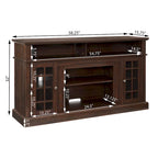 Meuble TV 147 cm avec rangements ouverts et fermés | Fini espresso, convient aux téléviseurs de 165 cm, console multimédia