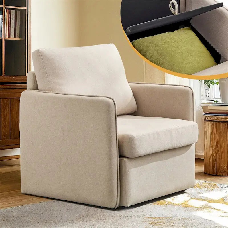 Fauteuil pivotant à 360° avec rangement | Fauteuil simple, Salon moderne