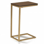 Table d'appoint en bois massif marron foncé et cadre en acier | 63,5 cm carré, table de salon