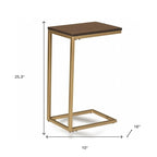 Table d'appoint en bois massif marron foncé et cadre en acier | 63,5 cm carré, table de salon