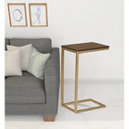 Table d'appoint en bois massif marron foncé et cadre en acier | 63,5 cm carré, table de salon