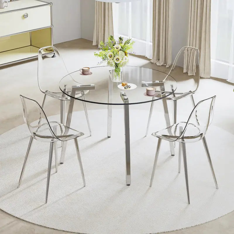 Table à manger en verre trempé moderne | Table d'entrée, table basse et table d'appoint, plateau transparent