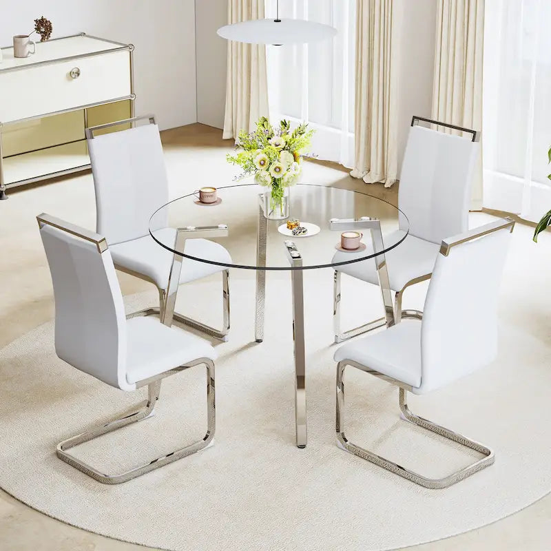 Table à manger en verre trempé moderne | Table d'entrée, table basse et table d'appoint, plateau transparent