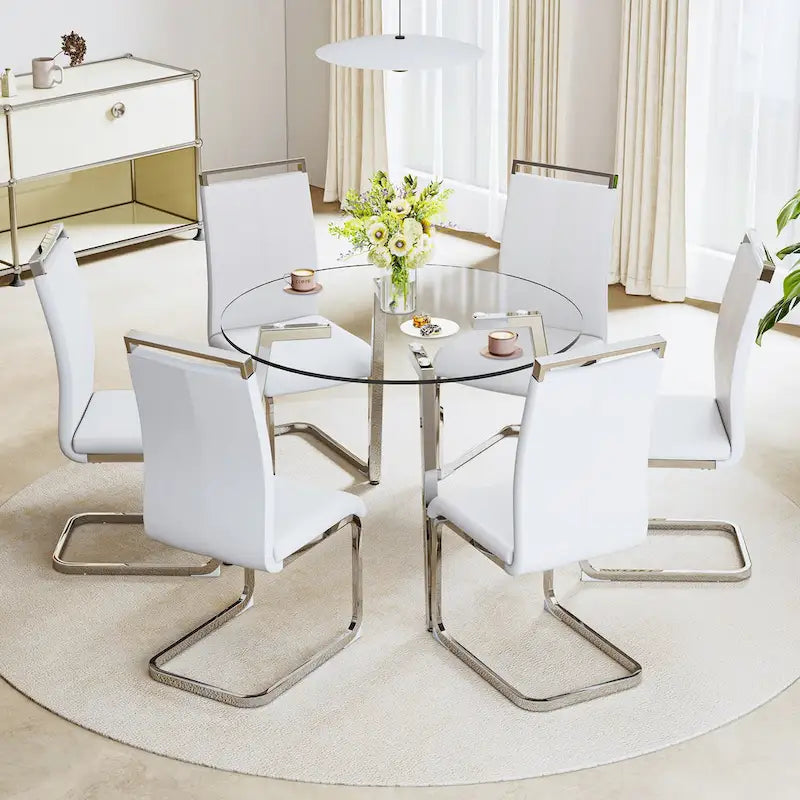 Table à manger en verre trempé moderne | Table d'entrée, table basse et table d'appoint, plateau transparent