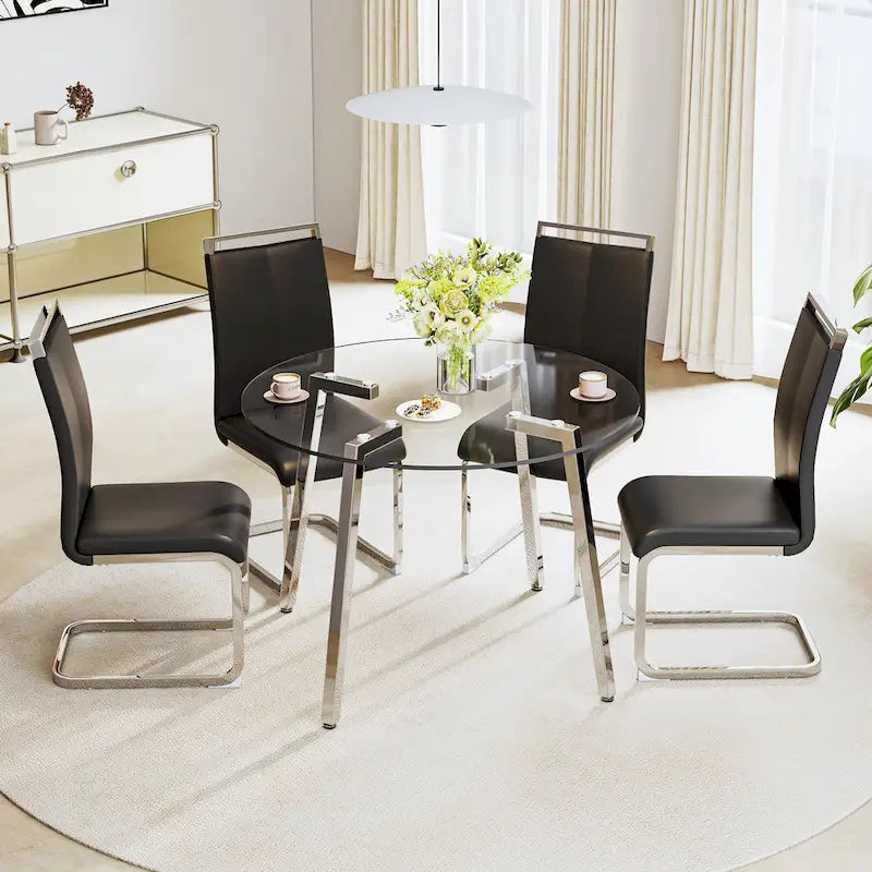 Table à manger en verre trempé moderne | Table d'entrée, table basse et table d'appoint, plateau transparent