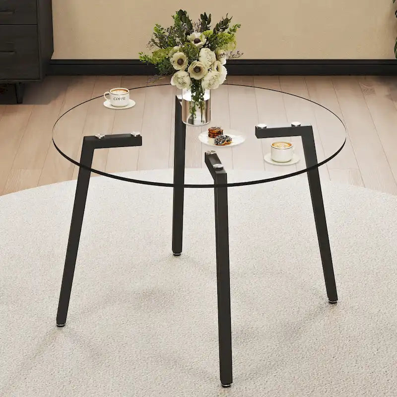 Table à manger en verre trempé moderne | Table d'entrée, table basse et table d'appoint, plateau transparent