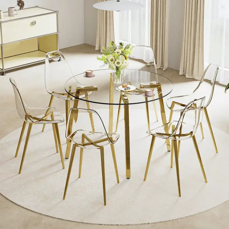 Table à manger en verre trempé moderne | Table d'entrée, table basse et table d'appoint, plateau transparent