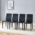 Lot de 4 chaises de salle à manger sans accoudoir à haut dossier | Cuir PU, coussin moelleux, pieds en métal