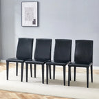 Lot de 4 chaises de salle à manger sans accoudoir à haut dossier | Cuir PU, coussin moelleux, pieds en métal