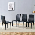 Lot de 4 chaises de salle à manger sans accoudoir à haut dossier | Cuir PU, coussin moelleux, pieds en métal
