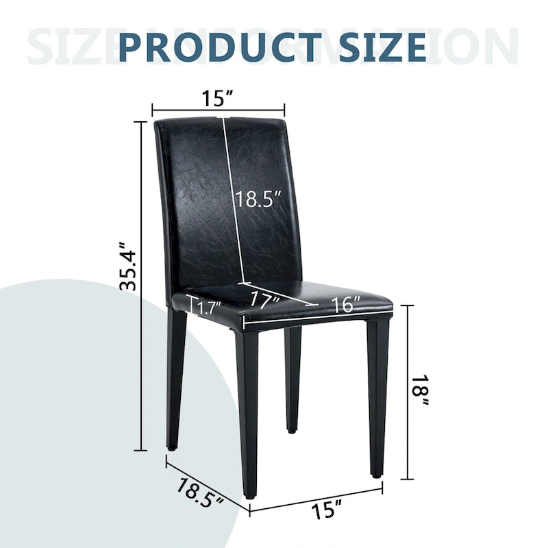 Lot de 4 chaises de salle à manger sans accoudoir à haut dossier | Cuir PU, coussin moelleux, pieds en métal