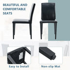 Lot de 4 chaises de salle à manger sans accoudoir à haut dossier | Cuir PU, coussin moelleux, pieds en métal