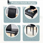 Lot de 4 chaises de salle à manger sans accoudoir à haut dossier | Cuir PU, coussin moelleux, pieds en métal