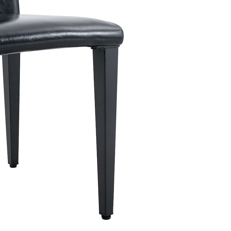 Lot de 4 chaises de salle à manger sans accoudoir à haut dossier | Cuir PU, coussin moelleux, pieds en métal