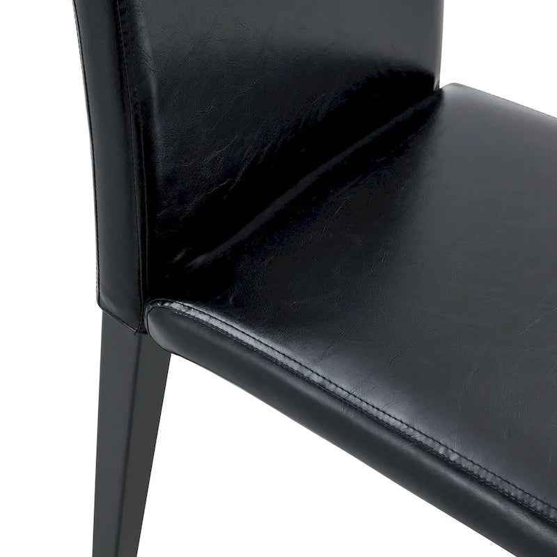 Lot de 4 chaises de salle à manger sans accoudoir à haut dossier | Cuir PU, coussin moelleux, pieds en métal