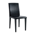 Lot de 4 chaises de salle à manger sans accoudoir à haut dossier | Cuir PU, coussin moelleux, pieds en métal