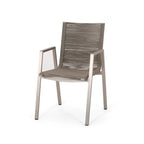 Lot de 2 chaises de salle à manger modernes d'extérieur avec sièges en corde tressée, cadre en aluminium, idéales pour salle à manger, salon, balcon, patio.