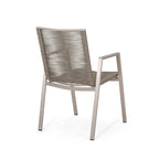Lot de 2 chaises de salle à manger modernes d'extérieur avec sièges en corde tressée, cadre en aluminium, idéales pour salle à manger, salon, balcon, patio.