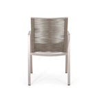 Lot de 2 chaises de salle à manger modernes d'extérieur avec sièges en corde tressée, cadre en aluminium, idéales pour salle à manger, salon, balcon, patio.