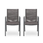 Lot de 2 chaises de salle à manger modernes d'extérieur avec sièges en corde tressée, cadre en aluminium, idéales pour salle à manger, salon, balcon, patio.