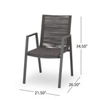 Lot de 2 chaises de salle à manger modernes d'extérieur avec sièges en corde tressée, cadre en aluminium, idéales pour salle à manger, salon, balcon, patio.
