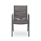 Lot de 2 chaises de salle à manger modernes d'extérieur avec sièges en corde tressée, cadre en aluminium, idéales pour salle à manger, salon, balcon, patio.