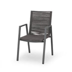 Lot de 2 chaises de salle à manger modernes d'extérieur avec sièges en corde tressée, cadre en aluminium, idéales pour salle à manger, salon, balcon, patio.