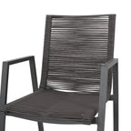Lot de 2 chaises de salle à manger modernes d'extérieur avec sièges en corde tressée, cadre en aluminium, idéales pour salle à manger, salon, balcon, patio.
