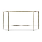 Table console de canapé en fer avec plateau en verre de 58 po | Cadre géométrique, style industriel moderne