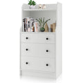 Commode en bois à 3 tiroirs de 112 cm de haut | Meuble de rangement pour chambre, cadre en bois massif, organisateur