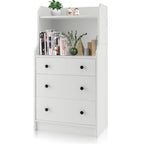 Commode en bois à 3 tiroirs de 112 cm de haut | Meuble de rangement pour chambre, cadre en bois massif, organisateur