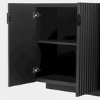 Bahut de salle à manger avec 4 portes cannelées | Étagères réglables, Rangement en bois