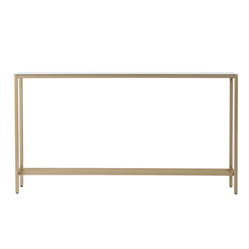 Console Miroir Argenté, Piètement en Métal Doré et Style Moderne - 56 L x 8 P x 30 H