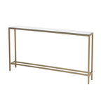 Console Miroir Argenté, Piètement en Métal Doré et Style Moderne - 56 L x 8 P x 30 H