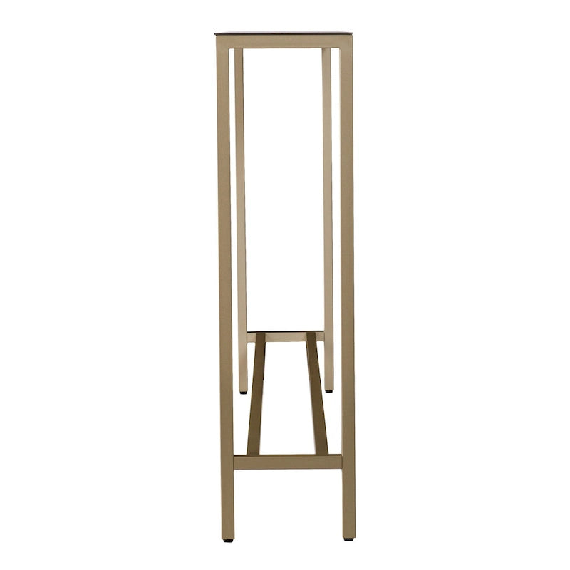 Console Miroir Argenté, Piètement en Métal Doré et Style Moderne - 56 L x 8 P x 30 H