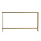 Console Miroir Argenté, Piètement en Métal Doré et Style Moderne - 56 L x 8 P x 30 H