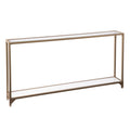 Console miroir en verre et cadre en métal avec étagère - 56 L x 8 l x 29 H