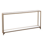 Console miroir en verre et cadre en métal avec étagère - 56 L x 8 l x 29 H