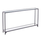 Console miroir en verre et cadre en métal avec étagère - 56 L x 8 l x 29 H
