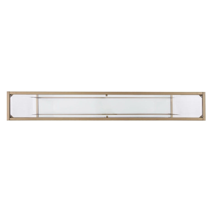 Console miroir en verre et cadre en métal avec étagère - 56 L x 8 l x 29 H