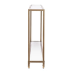 Console miroir en verre et cadre en métal avec étagère - 56 L x 8 l x 29 H