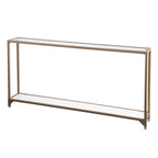 Console miroir en verre et cadre en métal avec étagère - 56 L x 8 l x 29 H