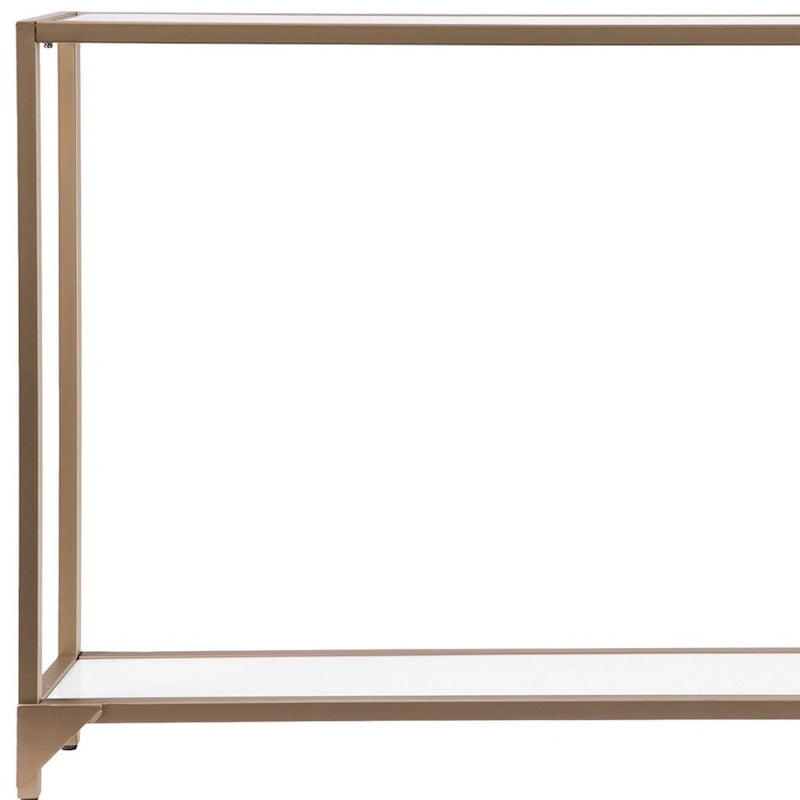 Console miroir en verre et cadre en métal avec étagère - 56 L x 8 l x 29 H
