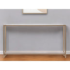 Console miroir en verre et cadre en métal avec étagère - 56 L x 8 l x 29 H