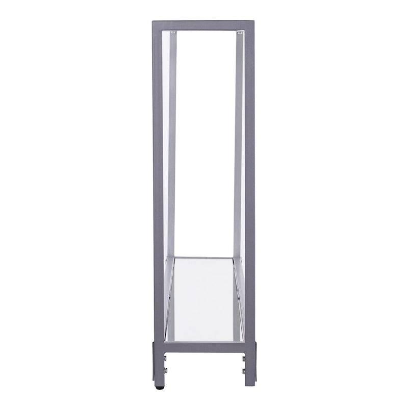 Console miroir en verre et cadre en métal avec étagère - 56 L x 8 l x 29 H