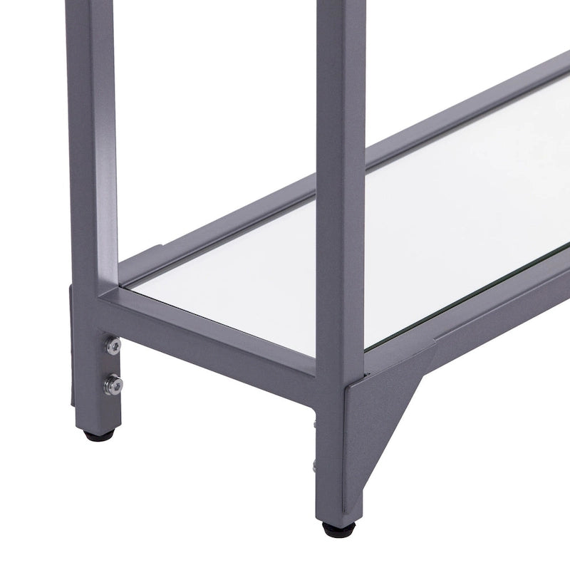 Console miroir en verre et cadre en métal avec étagère - 56 L x 8 l x 29 H