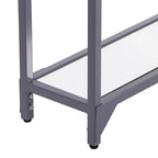 Console miroir en verre et cadre en métal avec étagère - 56 L x 8 l x 29 H