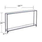 Console miroir en verre et cadre en métal avec étagère - 56 L x 8 l x 29 H
